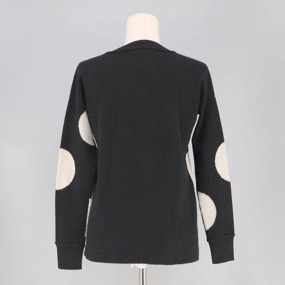 KOKUN 100% Cashmere Polka Dot Crewneck Sweater Black White Size S - Picture 4 of 6